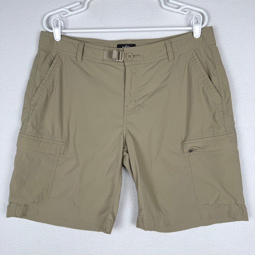 REI Co-op Sahara Relaxed Cargo Shorts Womens 14 Tan Nylon Belted Hiking Utility